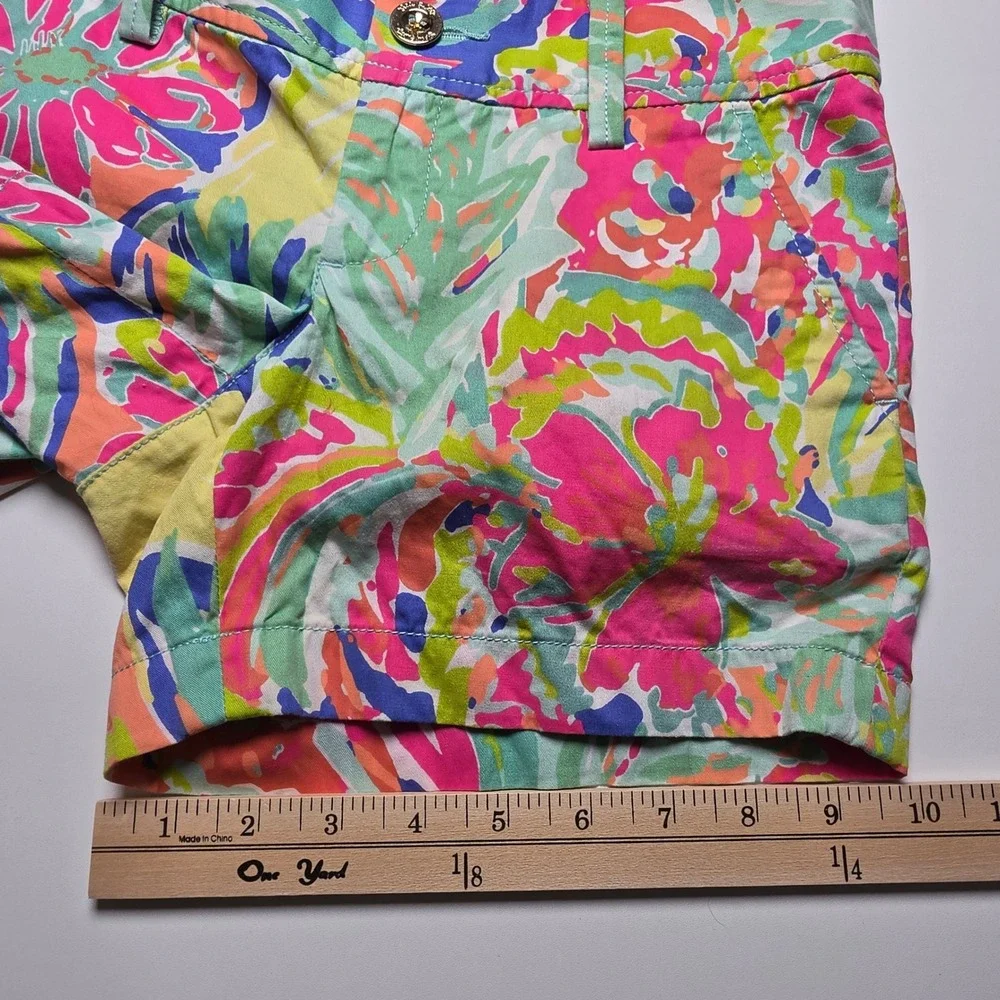 Lilly Pulitzer Womens Size 00 Pink Green Floral Callahan Shorts Tropical Chino